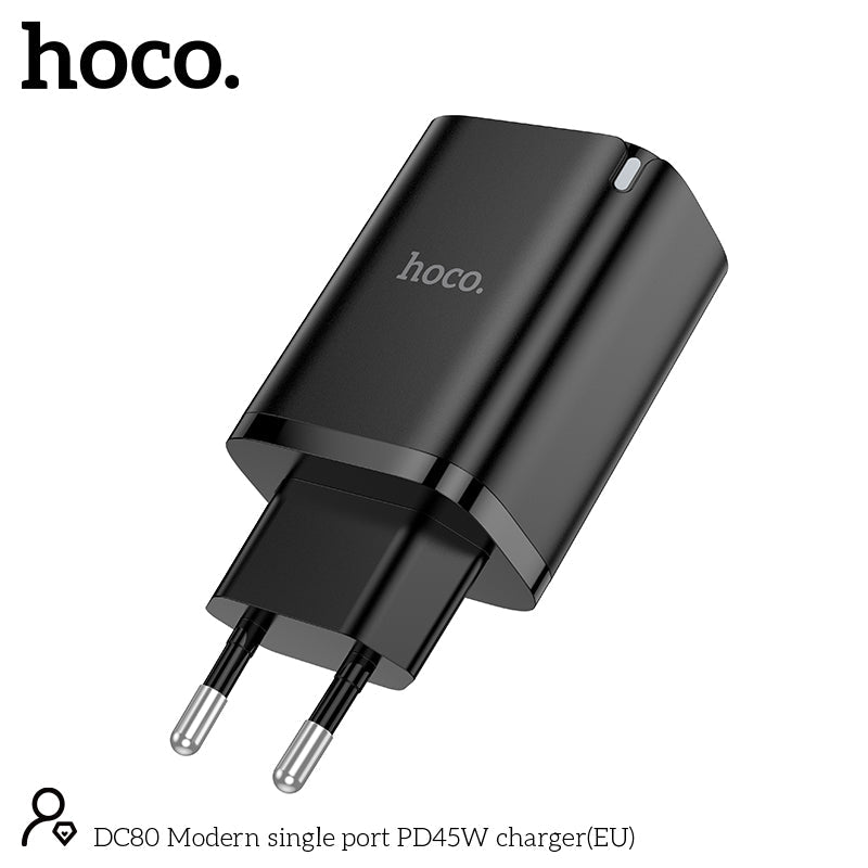 Hoco 45W USB-C Schnellladegerät - Schwarz