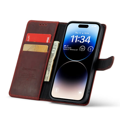 Apple iPhone 15 Pro Max Hoesje - Rood - Echt Leren Bookcase