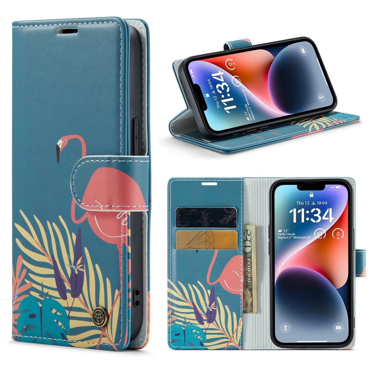 Apple iPhone 14 Hülle - Tropica - Klapphülle mit Kartenfach und Print