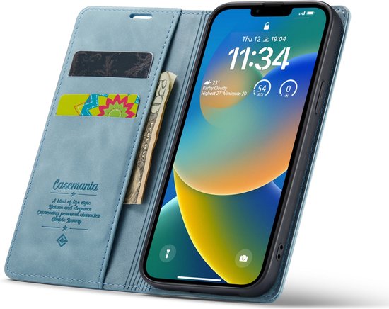 Apple iPhone 14 Plus Case - Aqua Blue - Slim Wallet Case