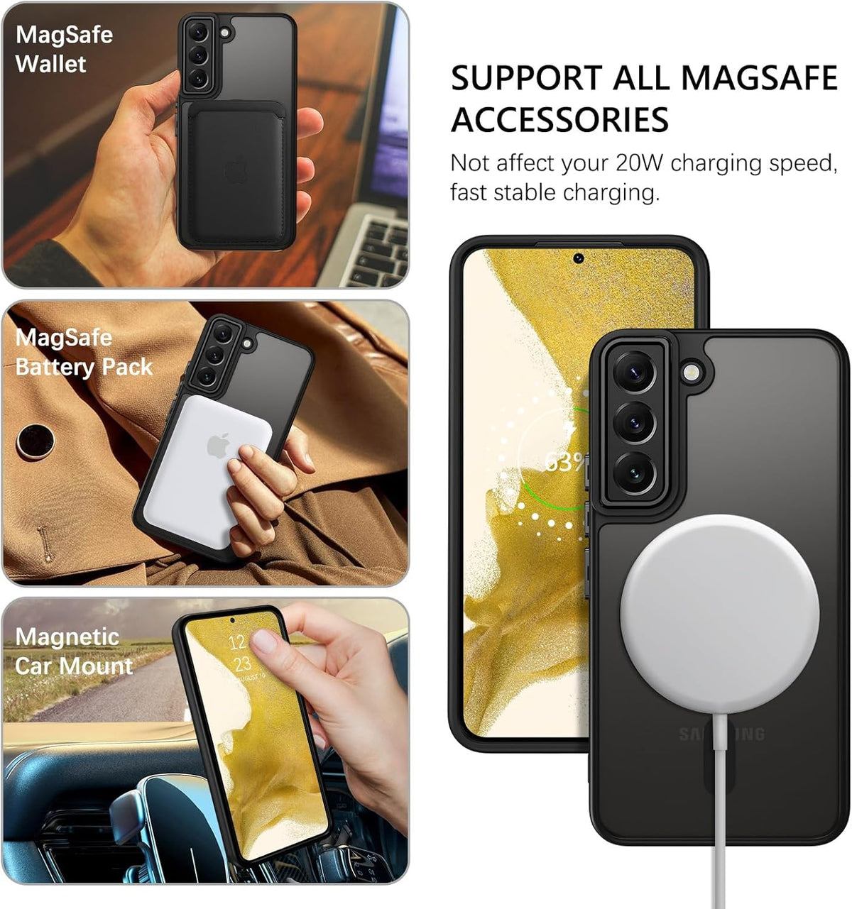 Samsung Galaxy S21 Hoesje - Zwart - Matte Armor MagSafe Back Cover