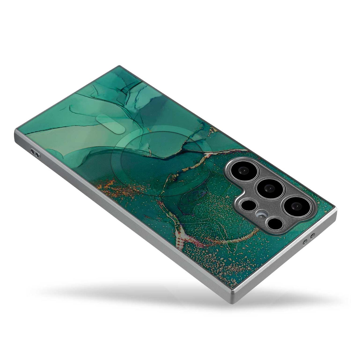 Samsung Galaxy S24 Ultra Hoesje - Blauw - Siliconen Marmer MagSafe Back Cover