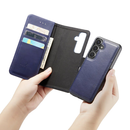 Samsung Galaxy S24 Case - Navy Blue - Genuine Leather 2-in-1 Wallet Case