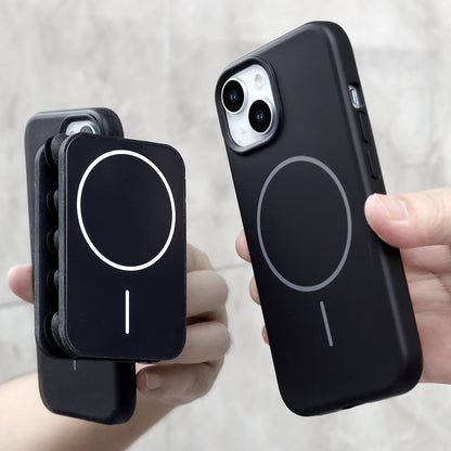 Apple iPhone 14 Hoesje - Zwart - Siliconen Back Cover met Afneembare Hartjes Zuignappen