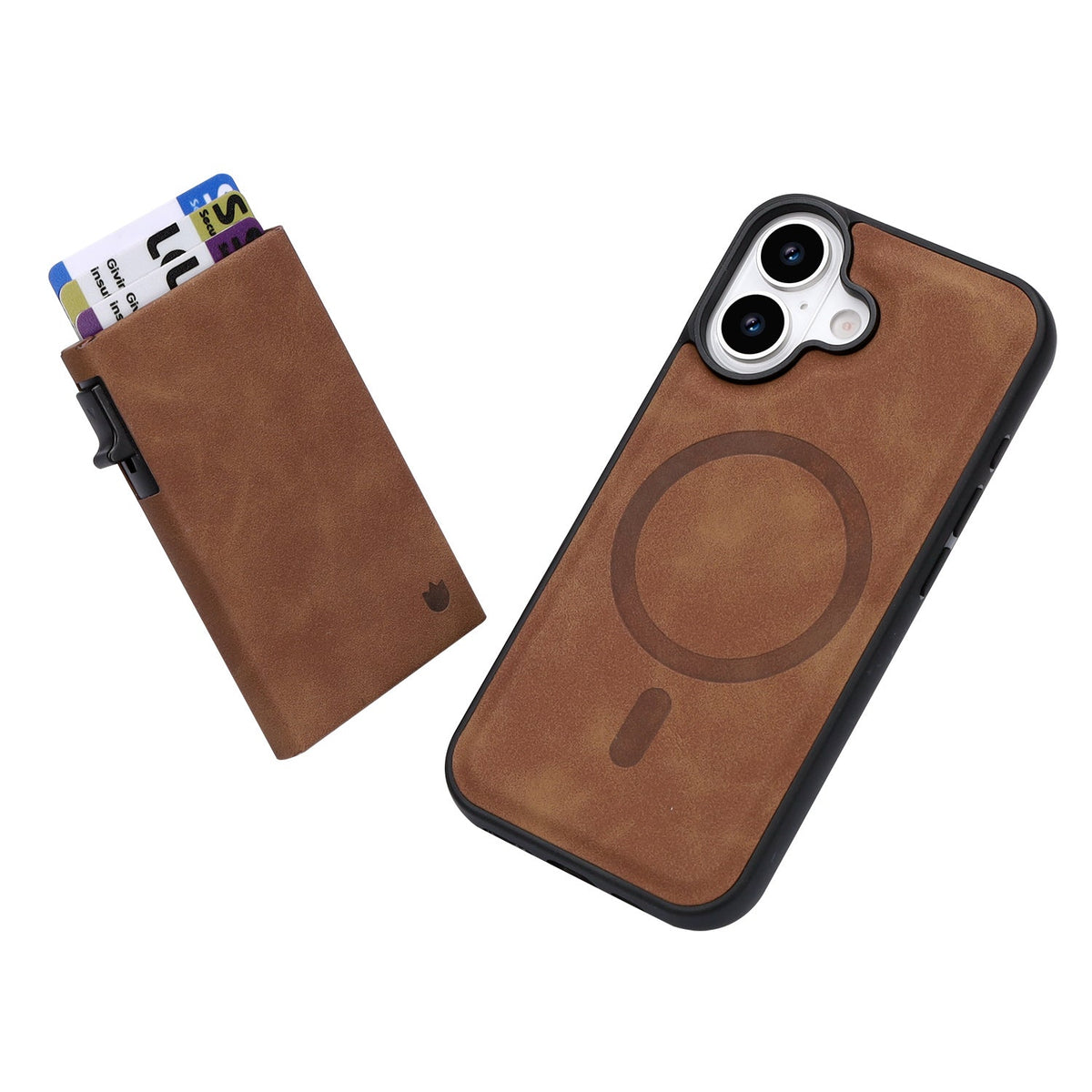 Apple iPhone 17 Hoesje - Sienna Brown - MagSafe Back Cover met Uitschuifbare Pasjeshouder