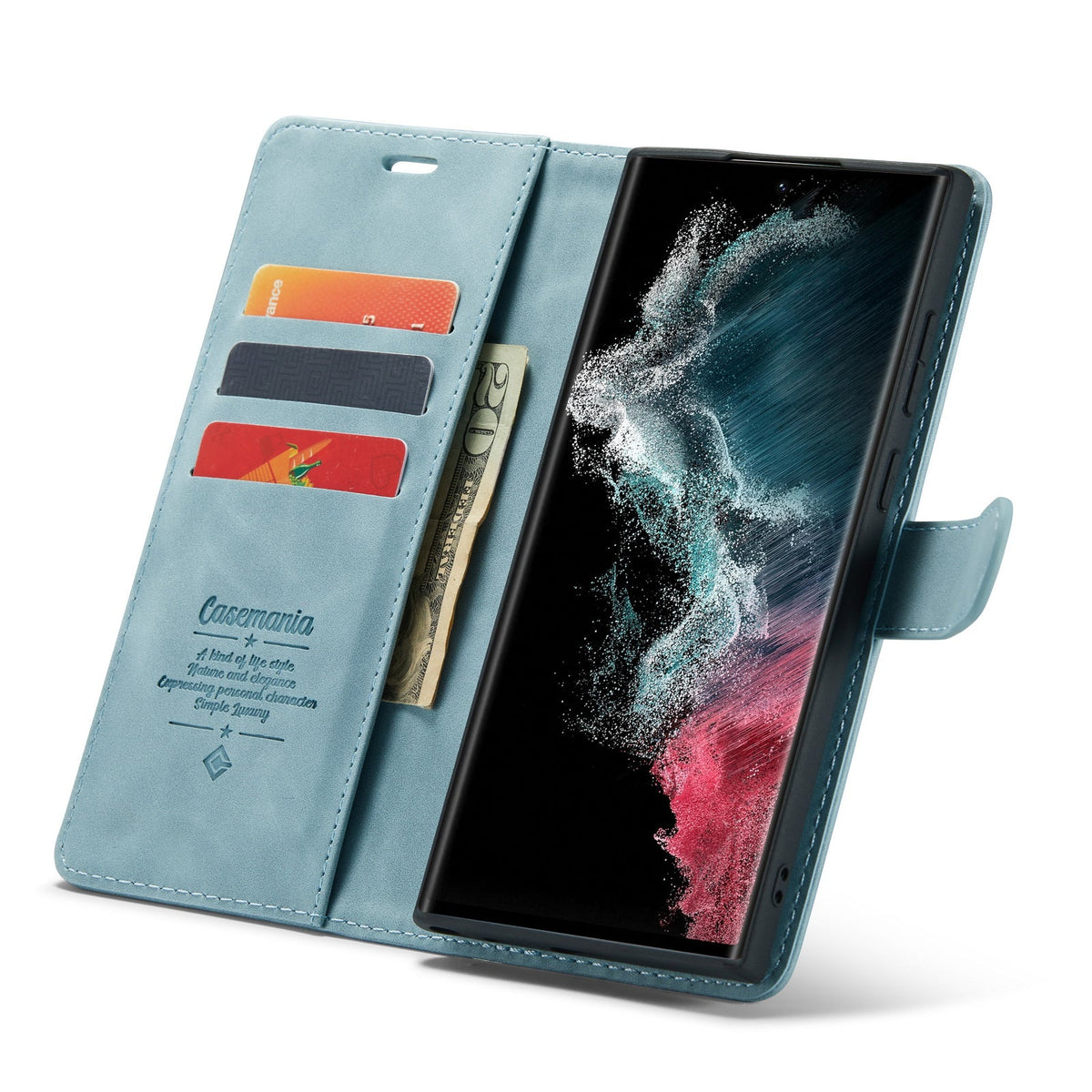 Samsung Galaxy S24 Ultra Hoesje - Aqua Blue - 2 in 1 Bookcase