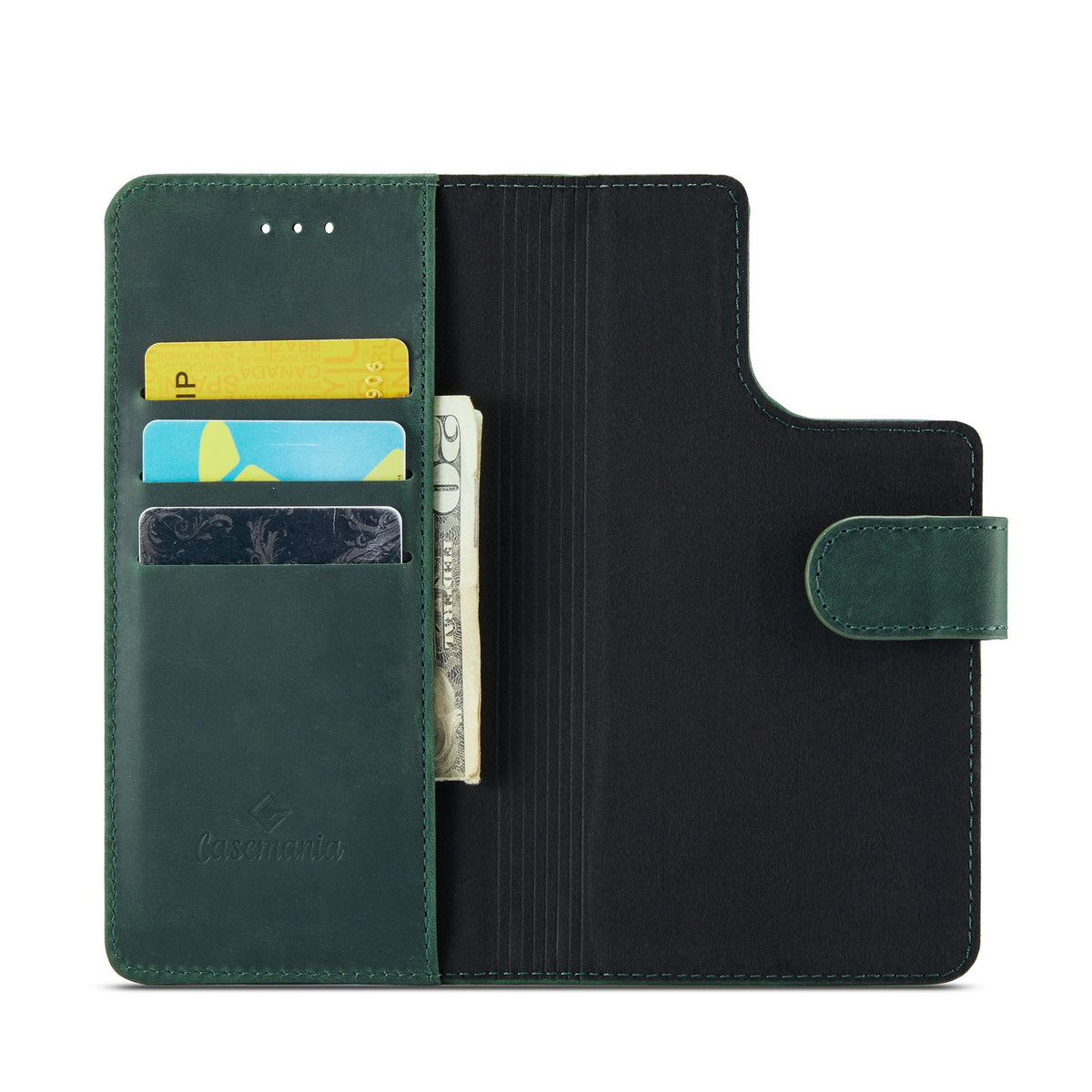 Apple iPhone 15 Pro Hoesje - Emerald Green - Echt Leren 2 in 1 MagSafe Bookcase