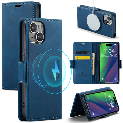 Apple iPhone 15 Hülle - Navy Blue - Portemonnaie-MagSafe-Klapphülle mit Kartenfach