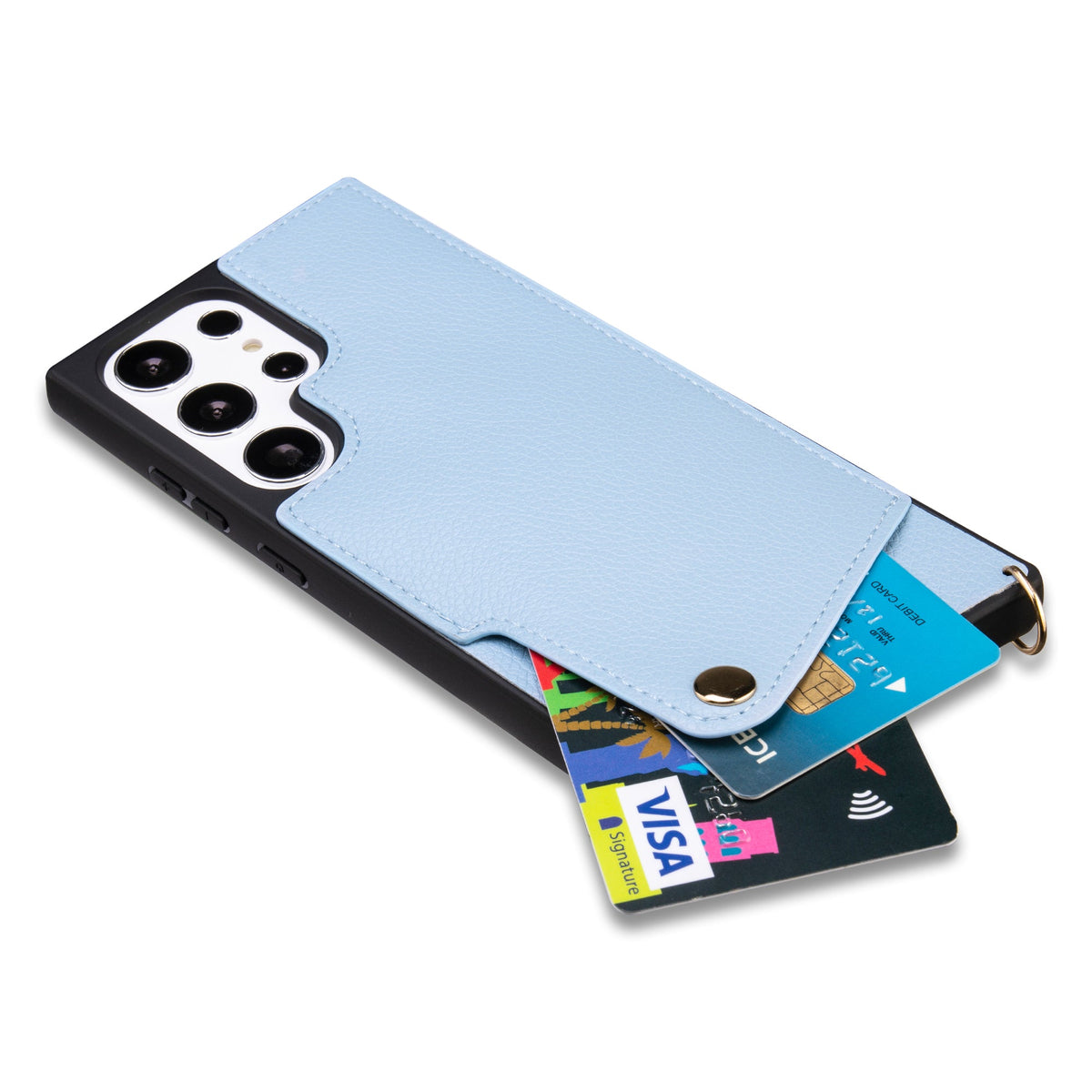 Coque Samsung Galaxy S23 Ultra - Bleu - Étui arrière avec dragonne
