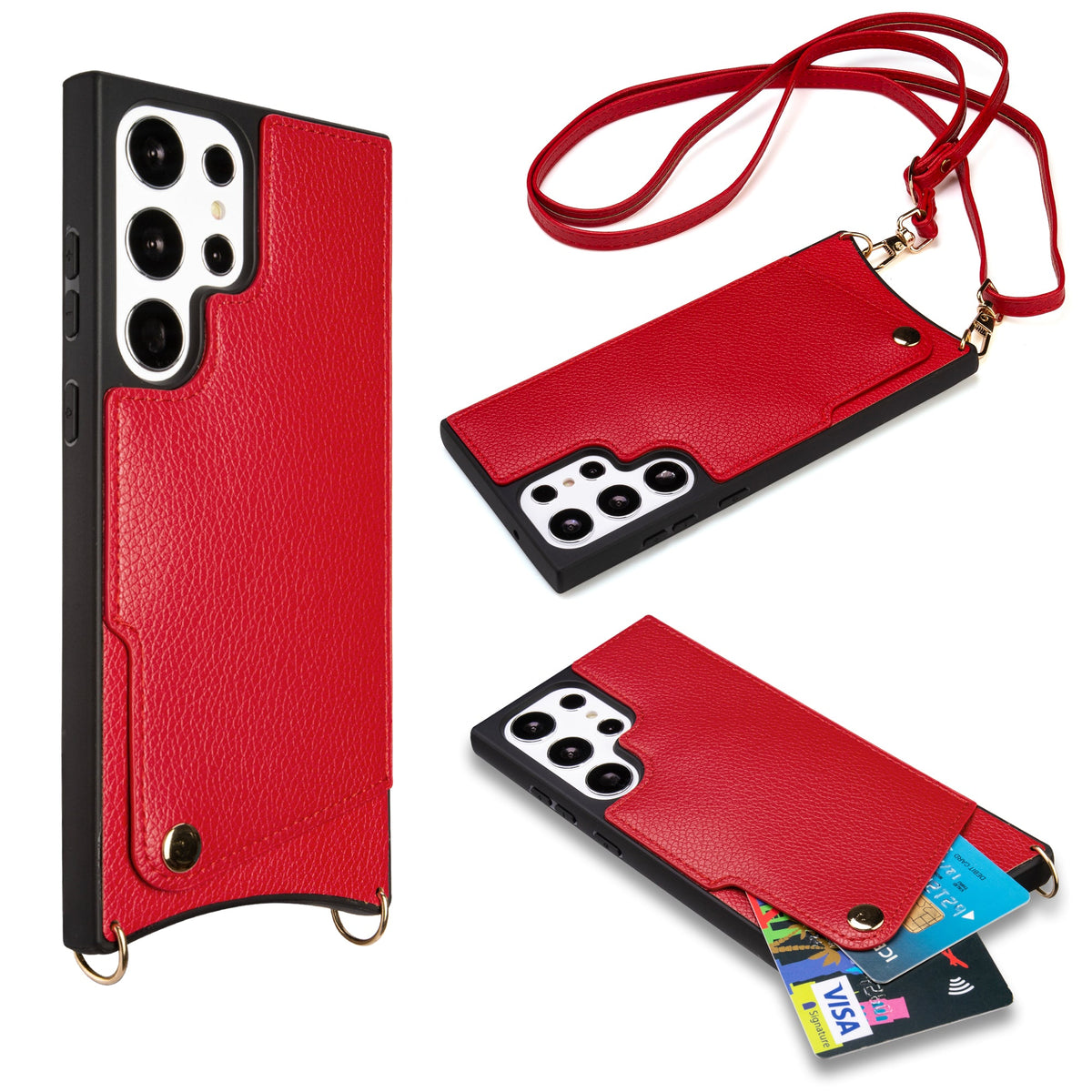 Samsung Galaxy S23 Ultra Hoesje - Bandje - Rood Back Cover