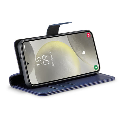 Samsung Galaxy S24 Case - Navy Blue - Genuine Leather 2-in-1 Wallet Case