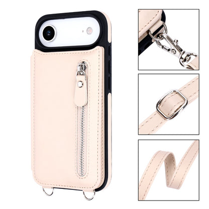 Apple iPhone Air Case - Beige - Luxury Back Cover with Phone Strap and Zipper