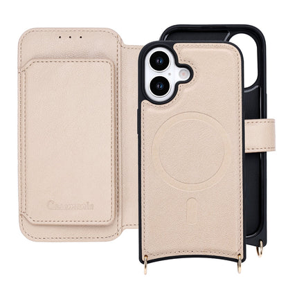 Apple iPhone 16 Hoesje - Beige - CM Amsterdam Back Cover met Telefoonkoord