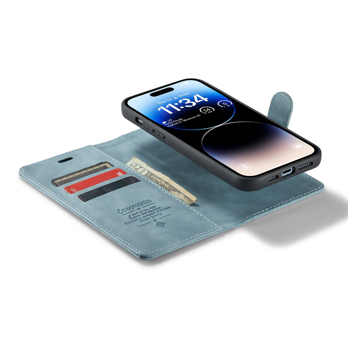 Apple iPhone 15 Pro Hoesje - Aqua Blue - 2 in 1 Bookcase
