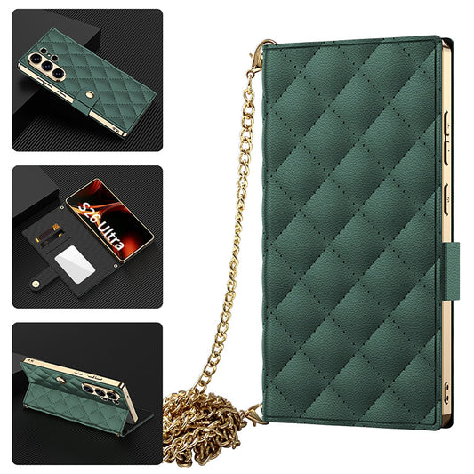 Samsung Galaxy S26 Ultra Hoesje - Donker Groen - Kunstleren Crossbody Book Case met Pasjeshouder