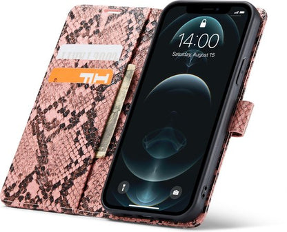 Apple iPhone 11 Hülle - Rosa - Schlangenprint Klapphülle