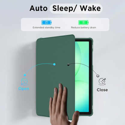 Samsung Galaxy Tab A11 Plus/A9 Plus Tablet Case - Dark Green - 360° Rotating Tablet Cover with Clear Back