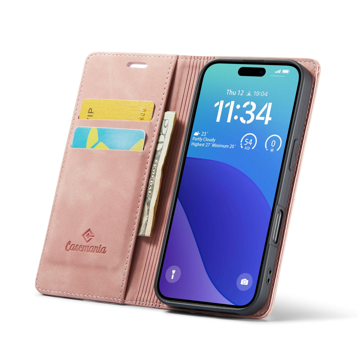 Apple iPhone 16 Pro Hülle - Pale Pink - Schlanke Klapphülle mit Kartenfach