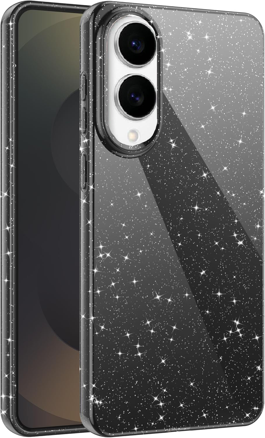 Samsung Galaxy S25 Edge Hoesje - Zwart - Glitter Back Cover