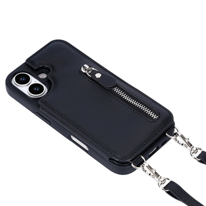 iPhone 17 Hülle – Schwarz – Luxuriöses Backcover mit Handyband und Reißverschluss