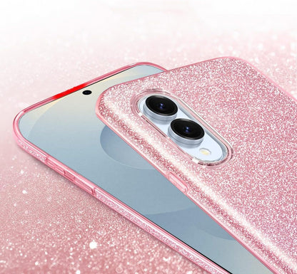 Samsung Galaxy S25 Edge Hoesje - Roze - Glitter Back Cover