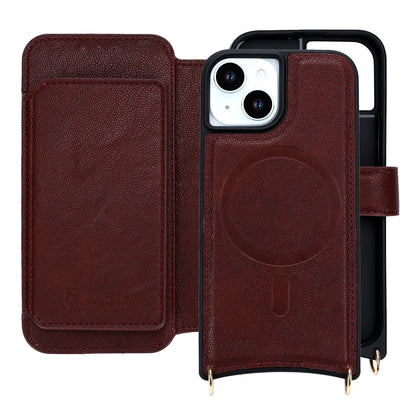 Apple iPhone 14 Hoesje - Burgundy Red - 'Amsterdam' Magnetische Wallet Case met Pasjeshouders en