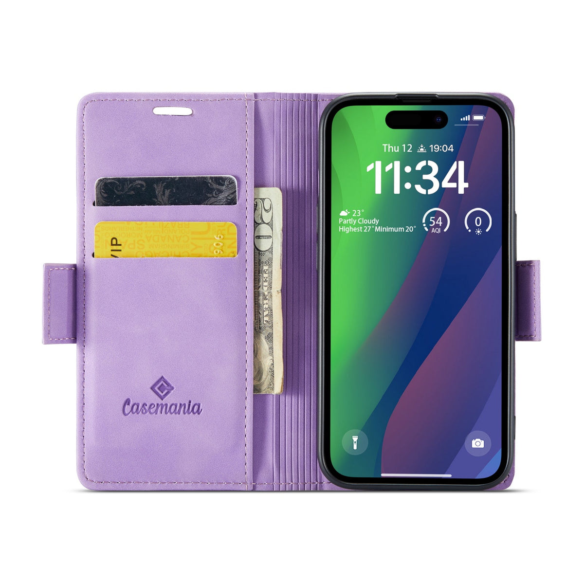Apple iPhone 15 Hoesje - Bright Lila - Portemonnee MagSafe Bookcase