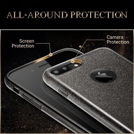 Apple iPhone 7 Plus Case - Black - Glitter Back Cover