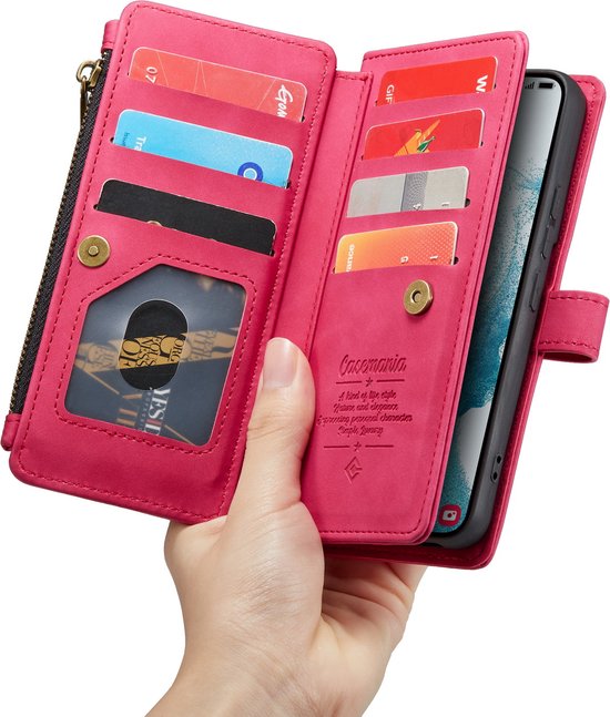 Apple iPhone 13 Pro Hoesje - Royal Fuchsia - Luxe Bookcase met Rits