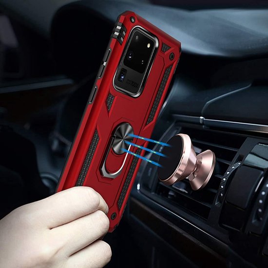 Samsung Galaxy S20 Ultra Hoesje - Rood - Armor Kickstand Back Cover