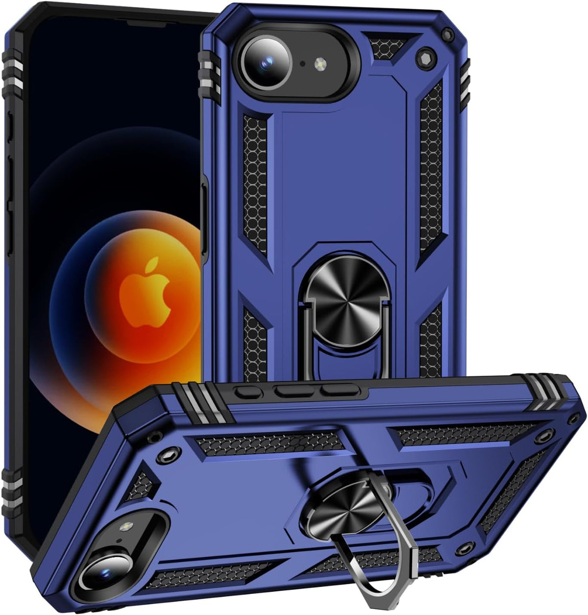 iPhone 16e Hoesje - Blauw - Armor Kickstand Back Cover