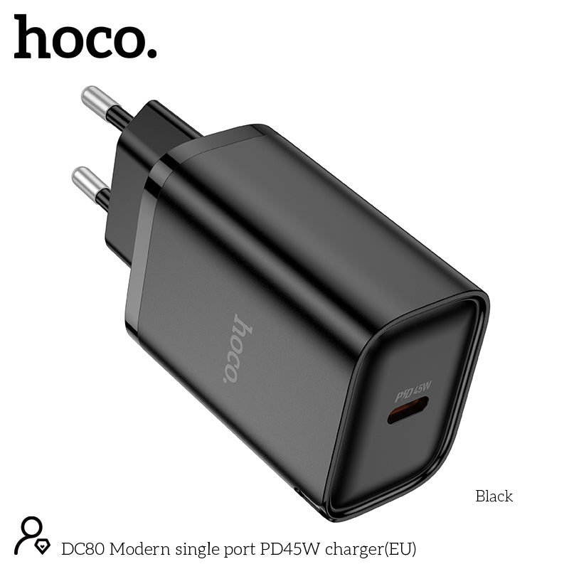 Hoco 45W USB-C Schnellladegerät - Schwarz