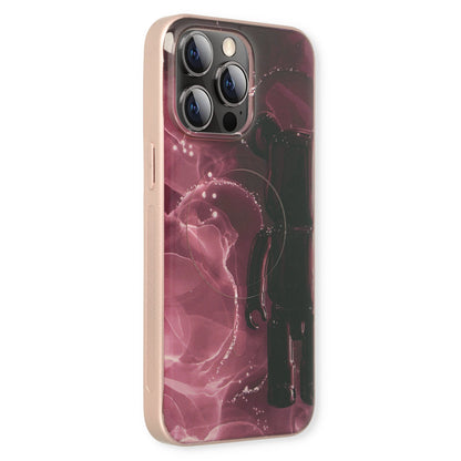Apple iPhone 15 Pro Hoesje - Rood - Siliconen Marmer MagSafe Back Cover