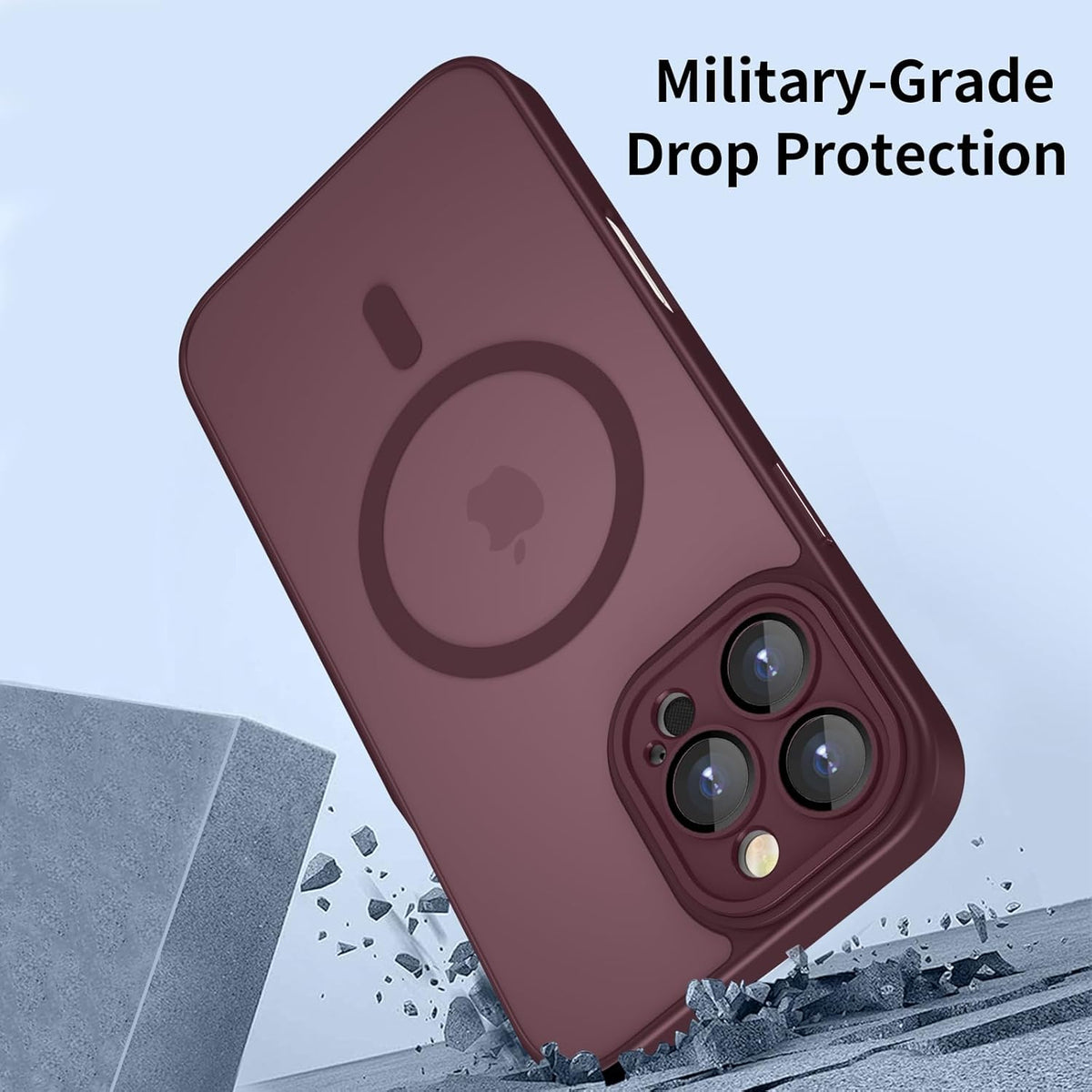 Apple iPhone 15 Pro Hoesje - Bordeaux Rood - Matte Armor MagSafe Back Cover