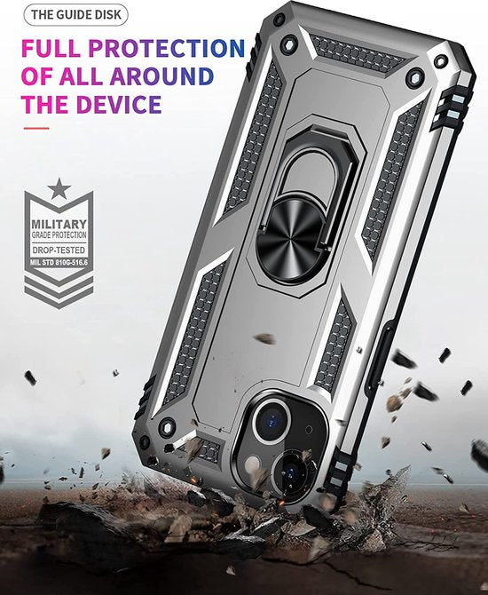 Apple iPhone 14 Hoesje - Grijs - Armor Kickstand Back Cover