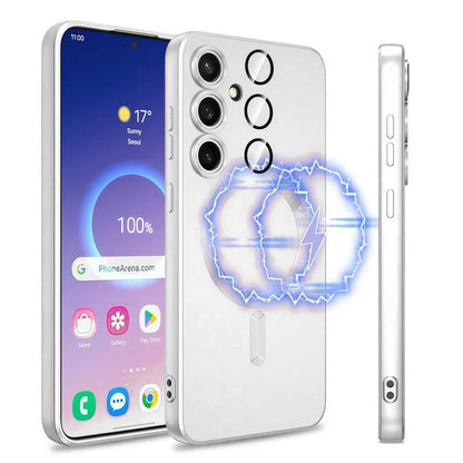 Samsung Galaxy S25 Plus Hoesje - Zilver - Matte Siliconen MagSafe Back Cover