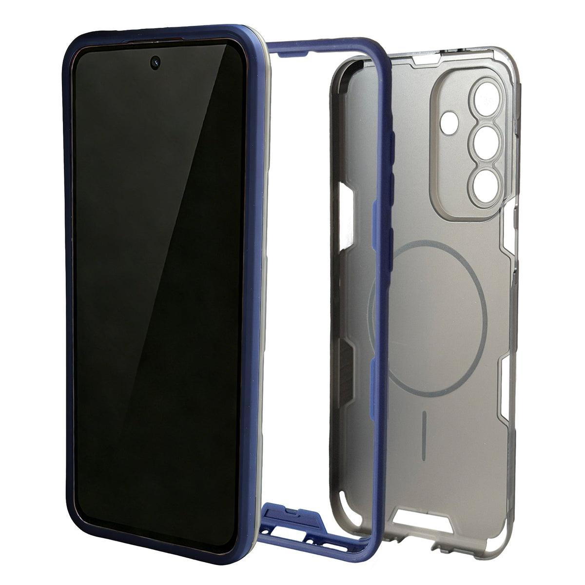 Samsung Galaxy A17 Hoesje - Transparant | Donker Blauw - Frosted Matte Hardcase MagSafe Back Cover