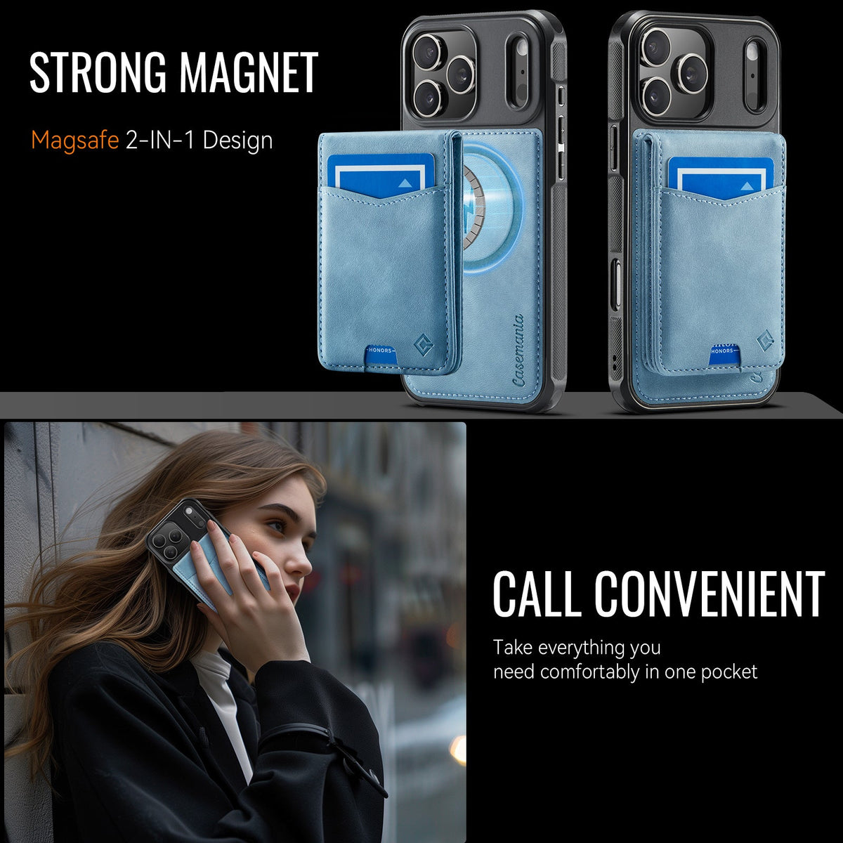 Apple iPhone 17 Pro Max Hoesje - Aqua Blue - MagSafe Back Cover met Pasjeshouder