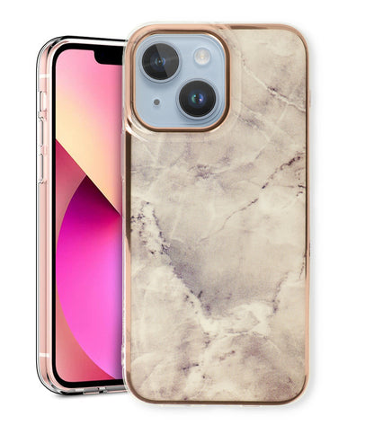 Apple iPhone 15 Hoesje - Steen - Siliconen Marmer Back Cover