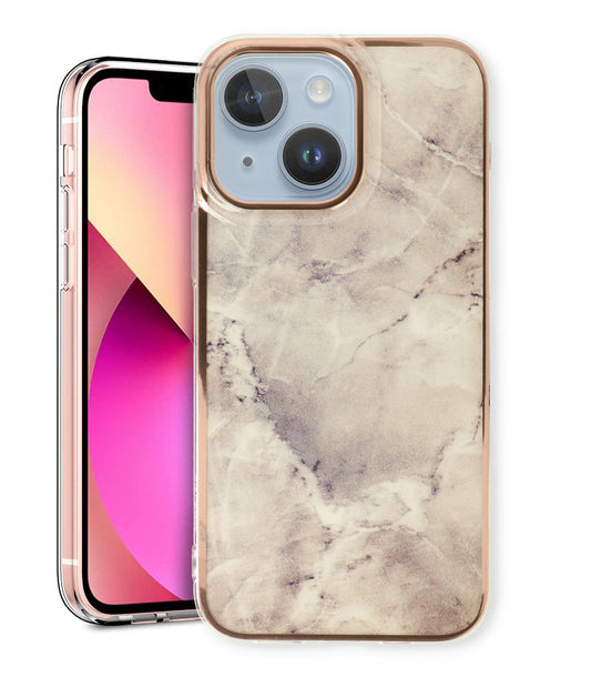 Apple iPhone 15 Hoesje - Steen - Siliconen Marmer Back Cover