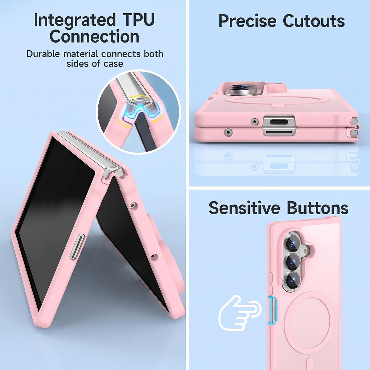 Samsung Galaxy Z Fold8 Ultra Hoesje - Licht Roze - Matte Armor MagSafe Back Cover