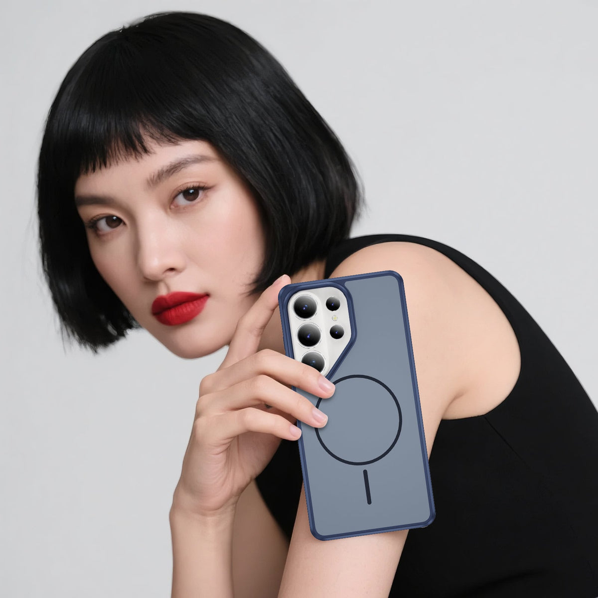 Samsung Galaxy A57 Case - Dark Blue - Magnetic Matte Silicone MagSafe Back Cover