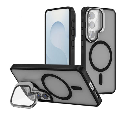 Samsung Galaxy S26 Hoesje - Zwart - Bumper Matte MagSafe Back Cover met Camera Kickstand