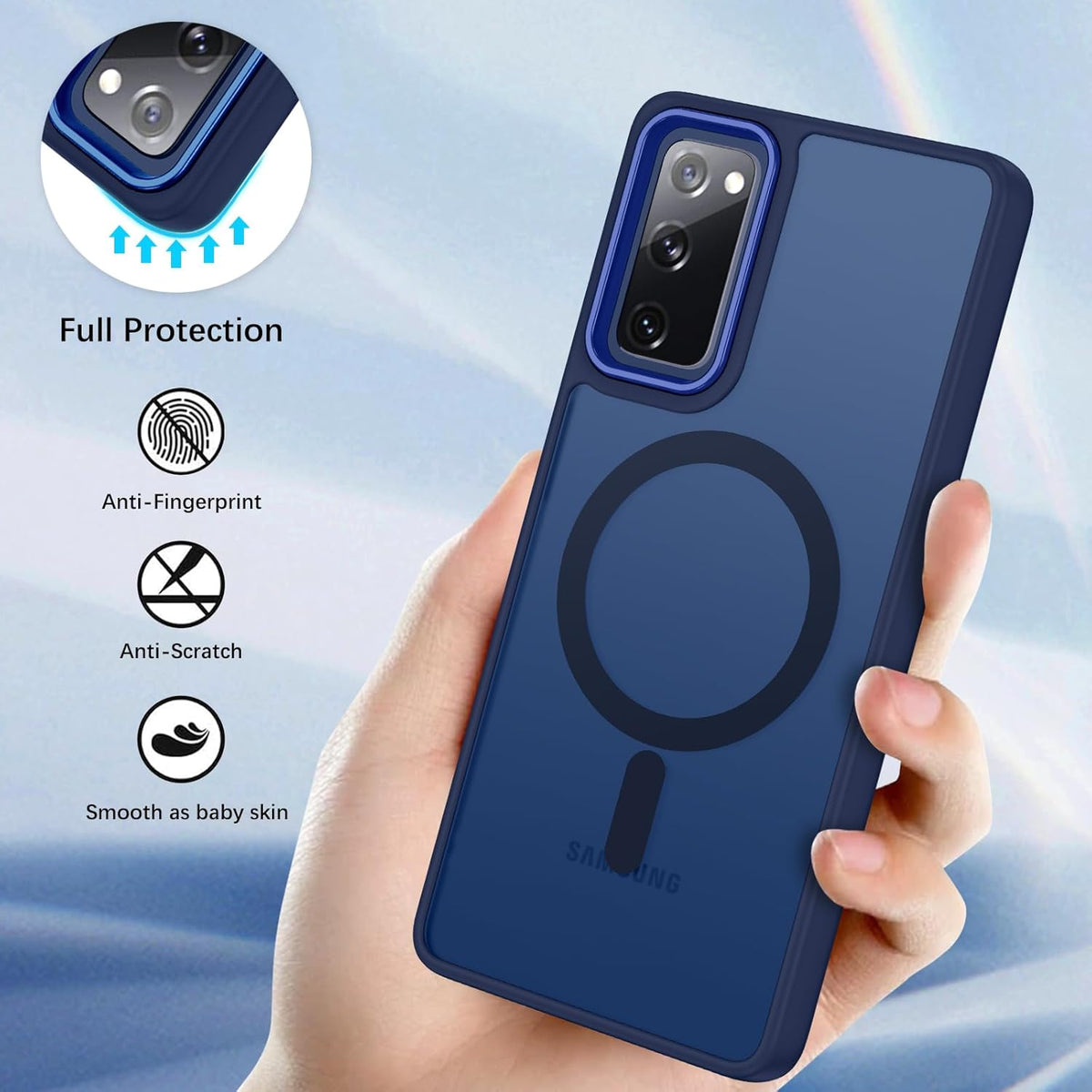 Samsung Galaxy S20 FE Hoesje - Blauw - Matte Armor MagSafe Back Cover