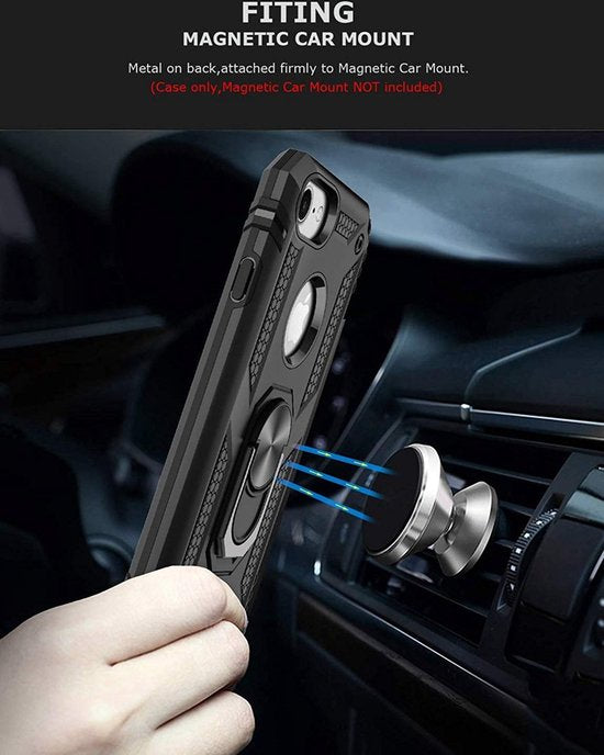 Apple iPhone 7 Hoesje - Zwart - Armor Kickstand Back Cover
