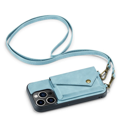 Apple iPhone 14 Pro Max Case - Aqua Blue - Luxury Back Cover with Phone Strap