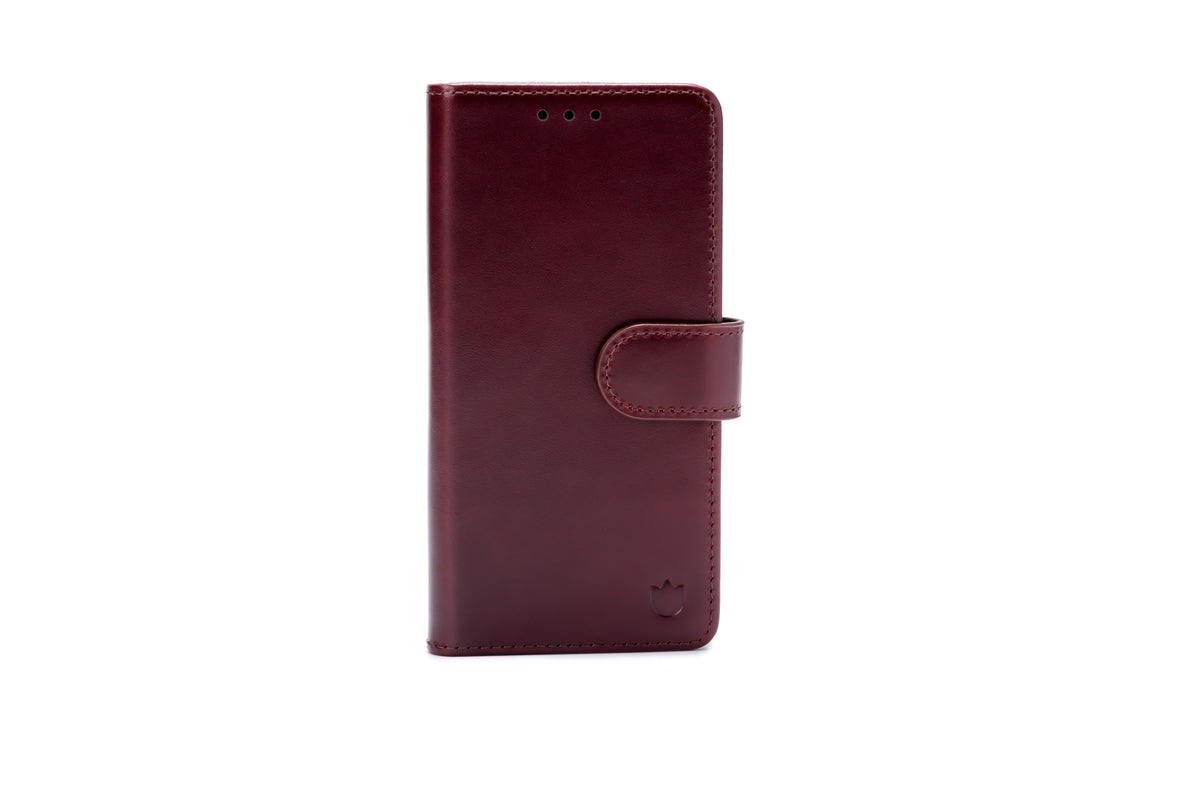 Apple iPhone 17 Pro Max Hoesje - Maroon Red - Echt Leren Bookcase