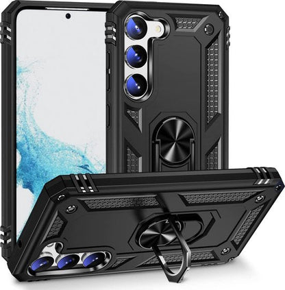 Samsung Galaxy S23 Plus Hoesje - Zwart - Armor Kickstand Back Cover met Magneetring