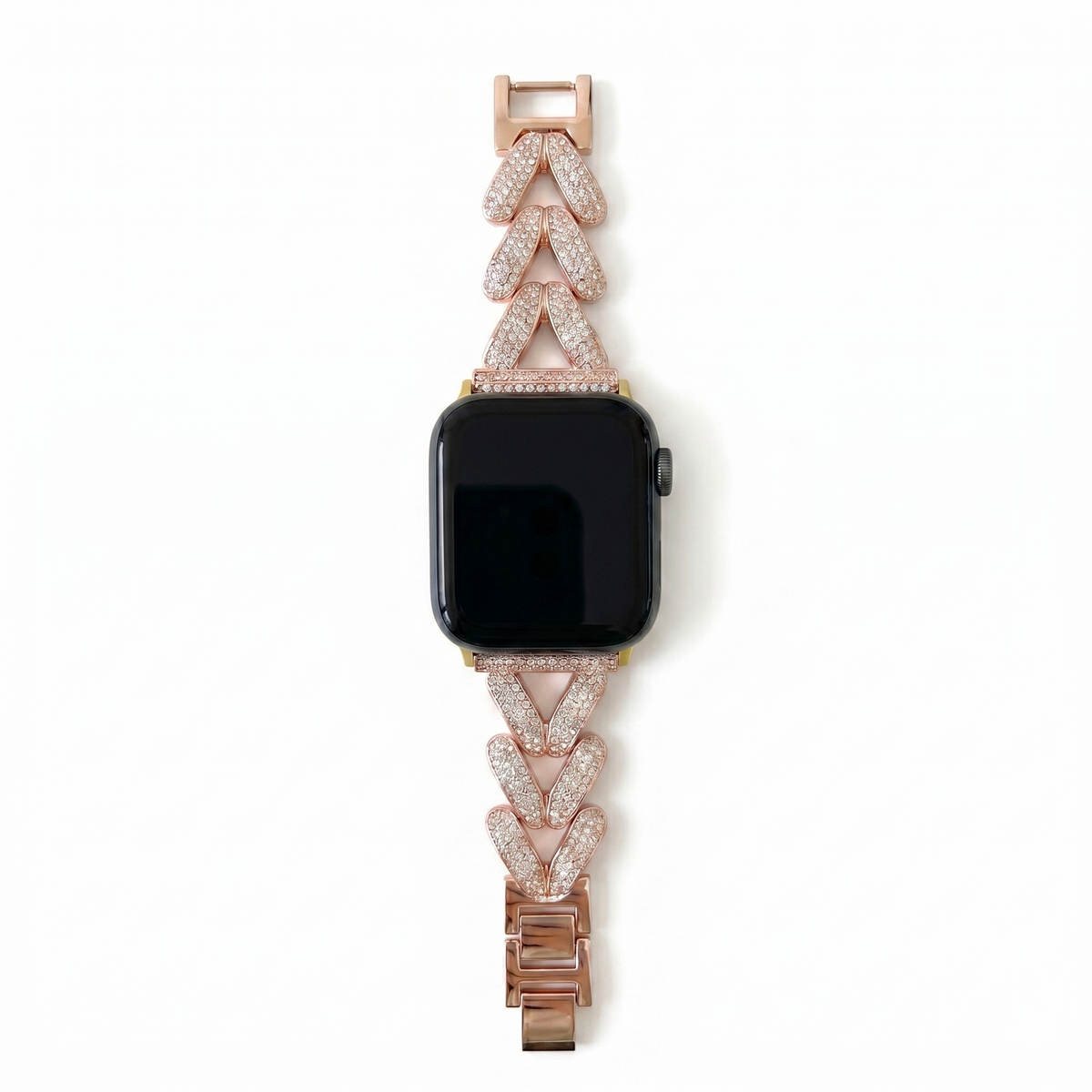 Apple Watch Armband 44/45/46/49 mm – Metall-Gliederarmband mit Kristallen – Roségold