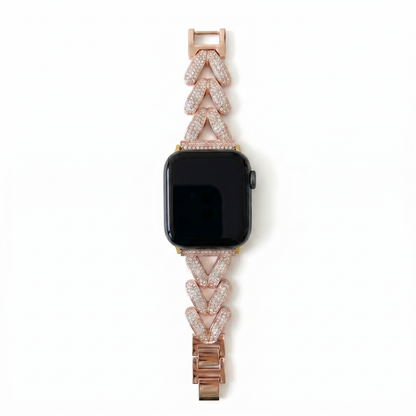 Apple Watch Armband 44/45/46/49 mm – Metall-Gliederarmband mit Kristallen – Roségold